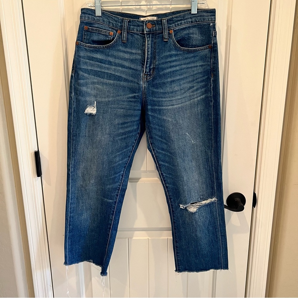 Madewell 'straight Crop' distressed jeans, 30